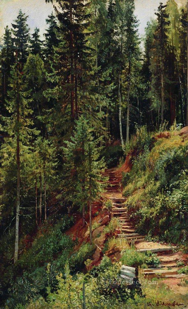 the path in the forest classical landscape Ivan Ivanovich Oil Paintings